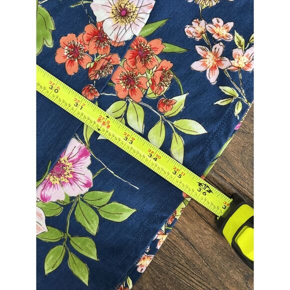 WOMENS J JILL BLUE TROPICAL FLORAL SOFT STRETCH KNIT SLEEVELESS TANK DRESS XS - Picture 14 of 16